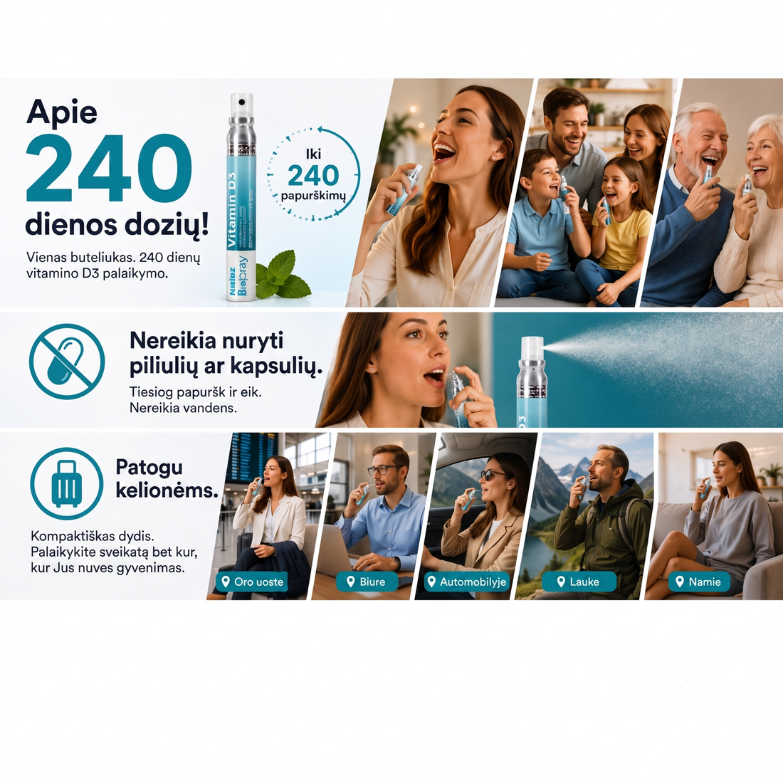 Vitaminas D3 visiem metam! net 240 dosiu! Nutrioz 