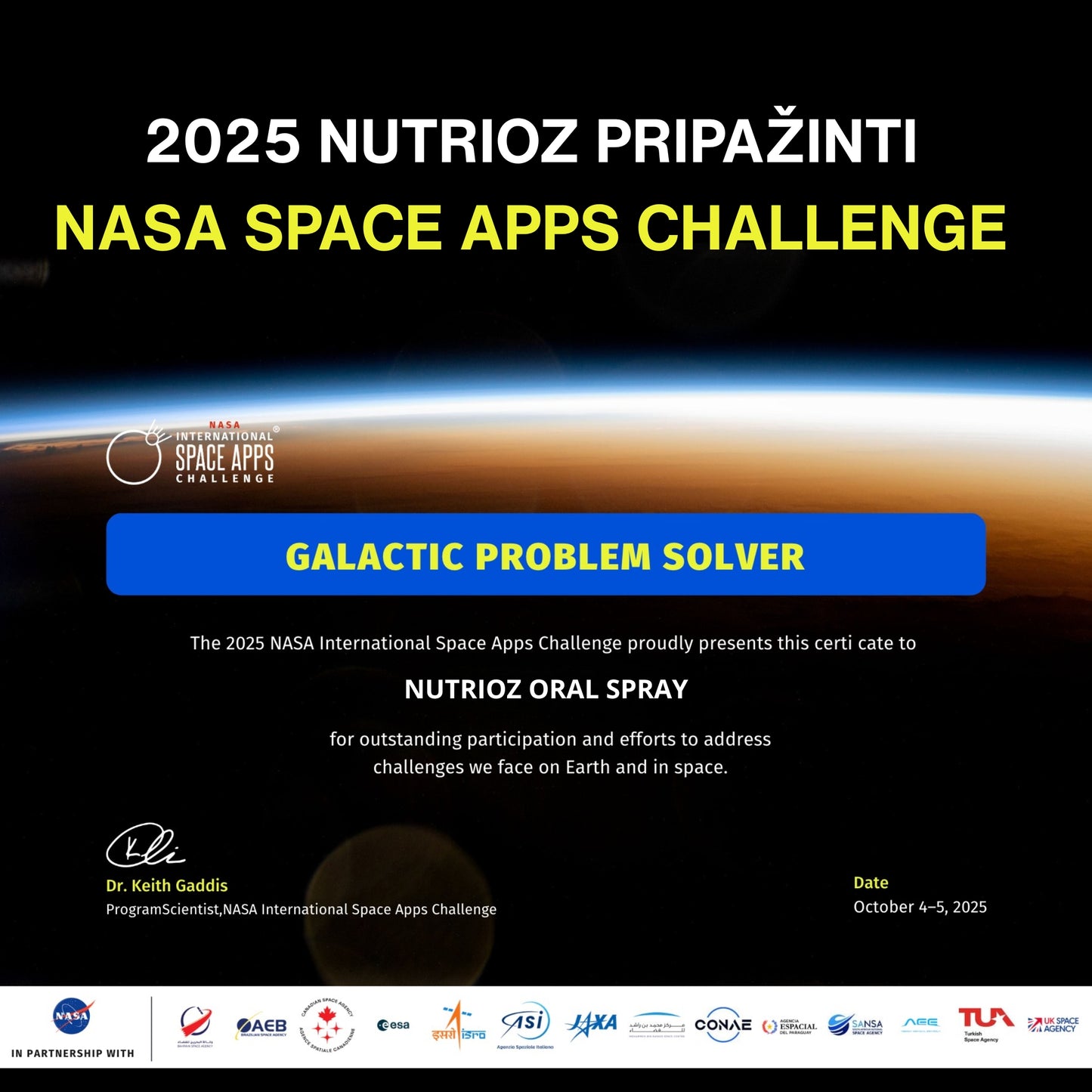 NUTRIOZ SLEEP: NASA International Space Apps Challenge įvertintas miego sprendimas
